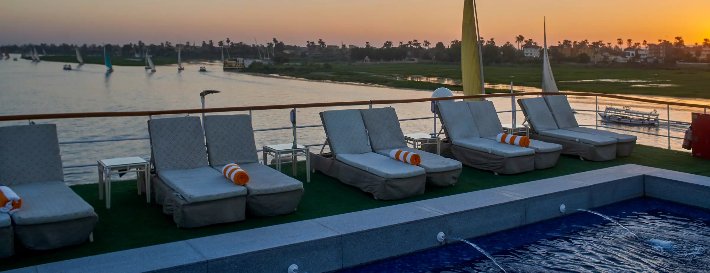 Sun deck of the Mövenpick MS Royal Lily Nile cruise